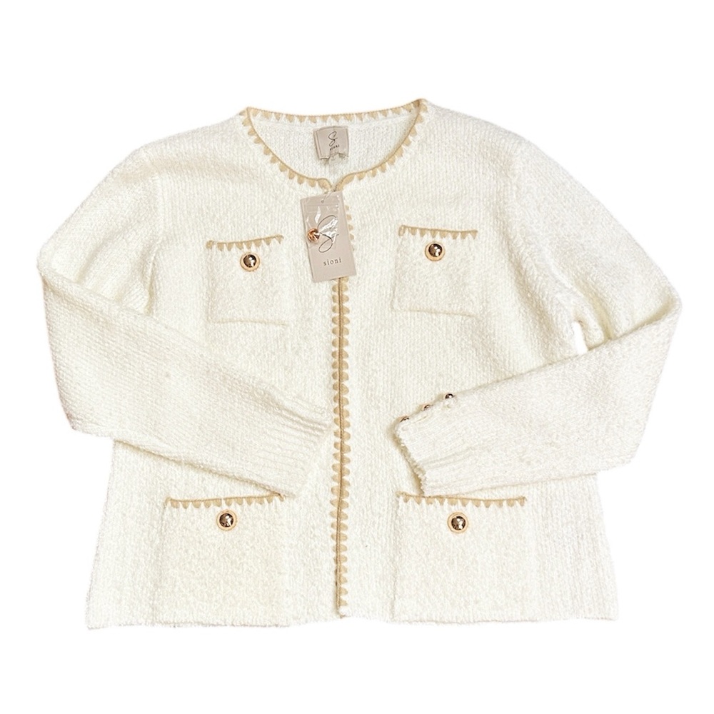 Sioni Lady Cardigan Ivory Size Large NWT - Picture 4 of 10